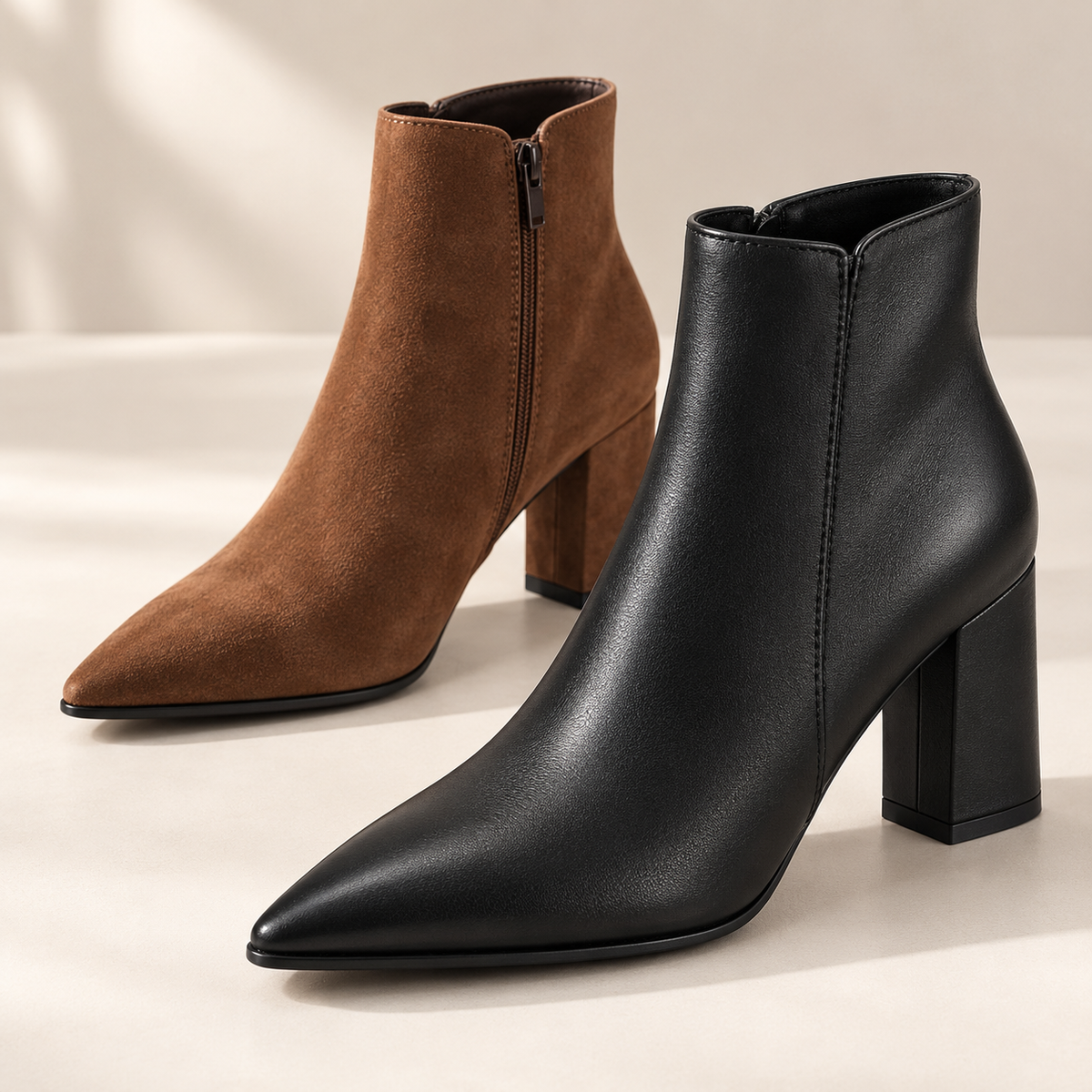 Lambskin square-toe Chelsea boot with a sculpted block heel and platform sole.