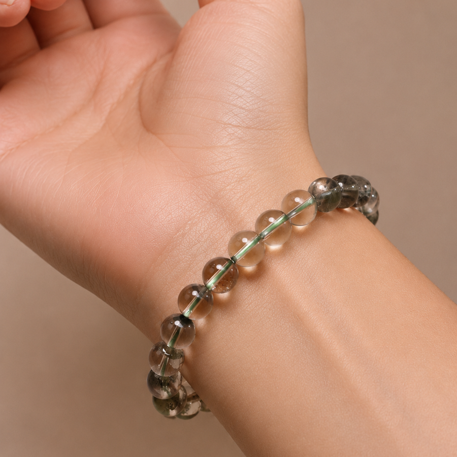 Brazilian Green Phantom Quartz Bracelet – 7–8mm