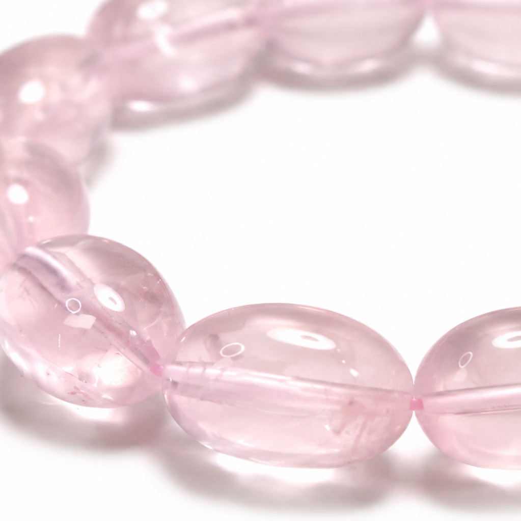 Natural Rose Quartz Sugar Bean Bracelet – 11×14mm