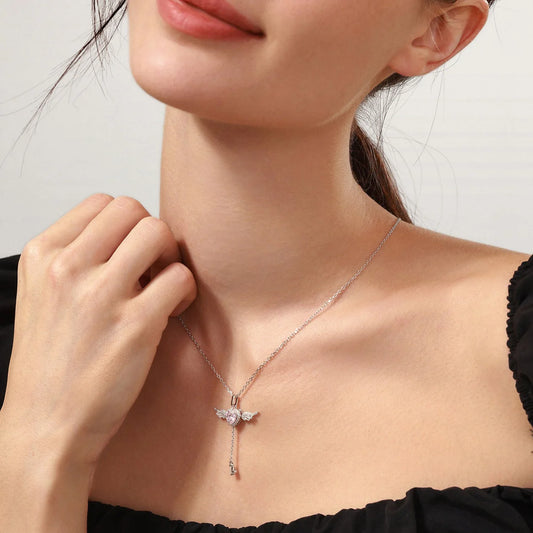 Angel's Love Movable Wing Sterling Silver Necklace