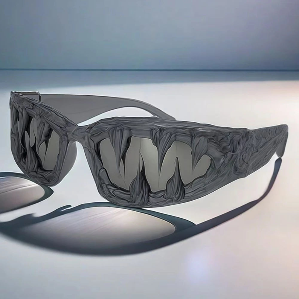Fang Sunglasses – Punk Y2K Shield Shades