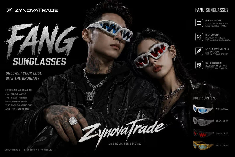 Fang Sunglasses – Punk Y2K Shield Shades