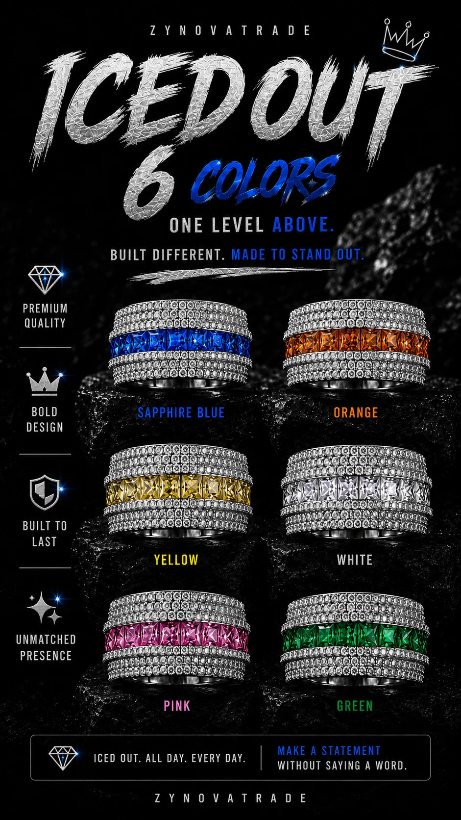 ced Out Statement Ring – 6 Color Collection