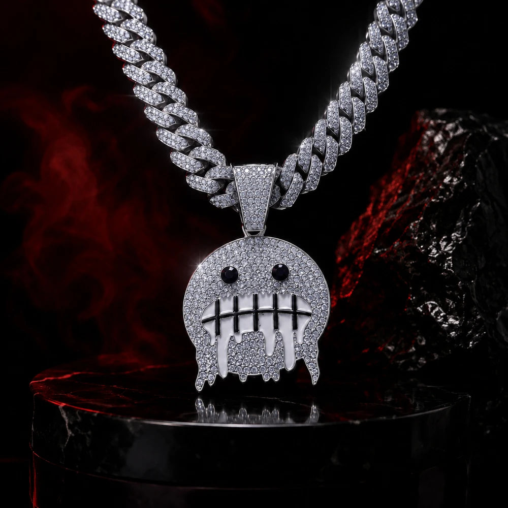 Ghost Melt Chain – Iced Skull Pendant Necklace