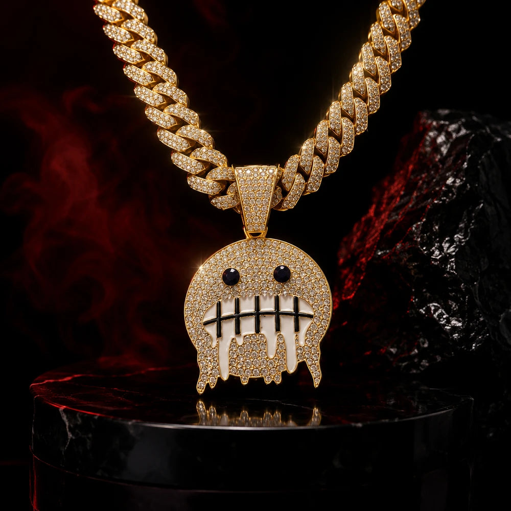 Ghost Melt Chain – Iced Skull Pendant Necklace