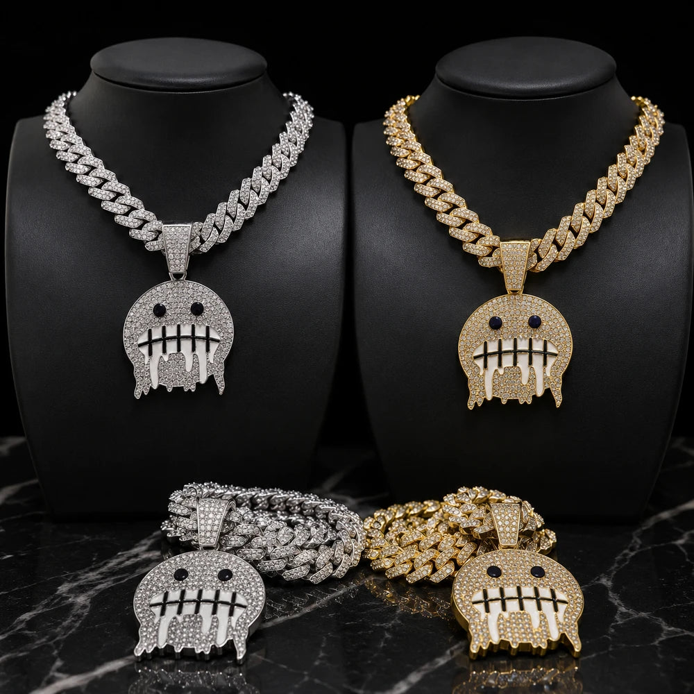 Ghost Melt Chain – Iced Skull Pendant Necklace