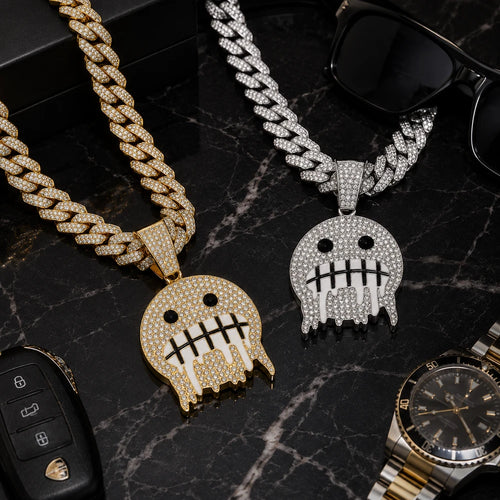 Ghost Melt Chain – Iced Skull Pendant Necklace