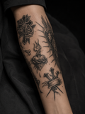 Gothic Temporary Tattoo Sticker – Waterproof Blackwork Cross & Dark Art Design