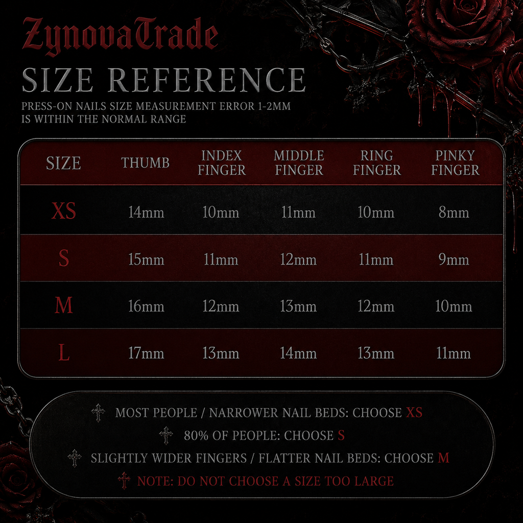 Dark Rose Gothic Press-On Nails – Punk Luxury Nail Art Set