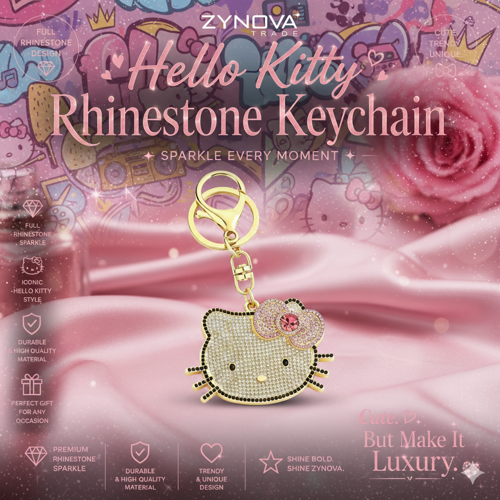 Cute Rhinestone Cat Keychain – Sparkly Luxury Bag Charm