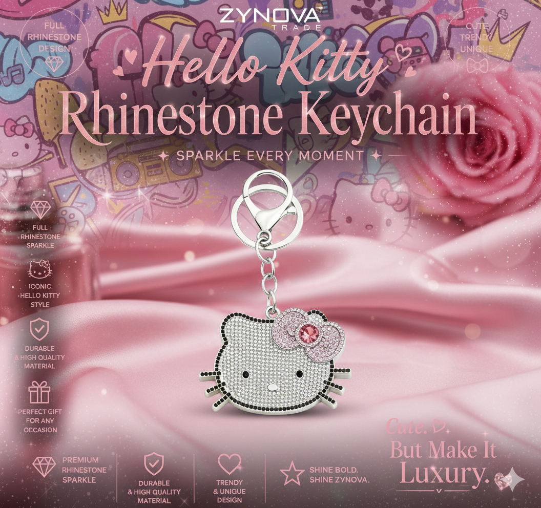 Cute Rhinestone Cat Keychain – Sparkly Luxury Bag Charm