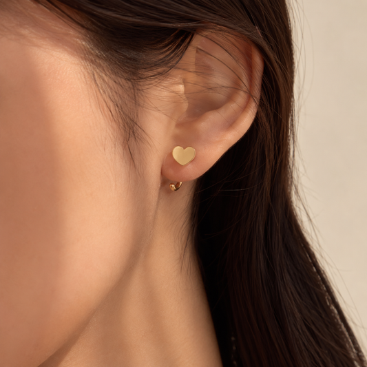 Dainty Heart & Butterfly Stud Earrings