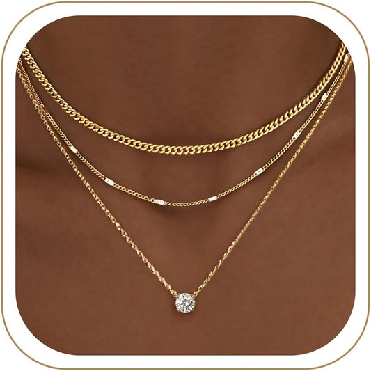 Glam Gold Layered Necklace Set