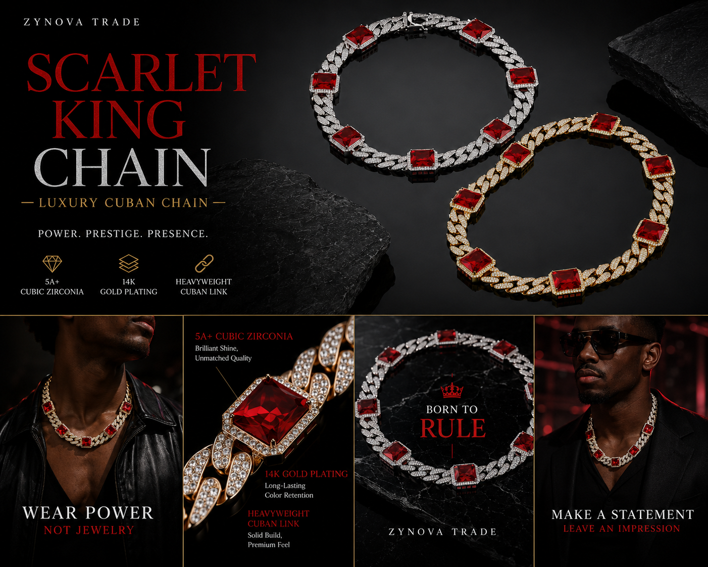 Scarlet King Chain – Luxury Cuban Necklace