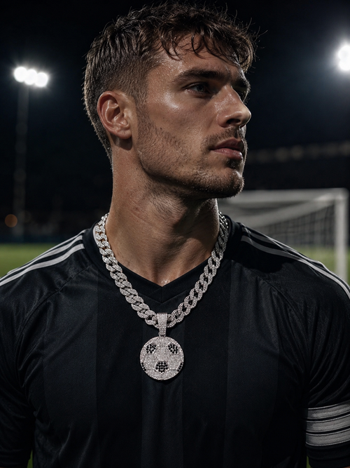 Iced Soccer Ball Pendant Necklace