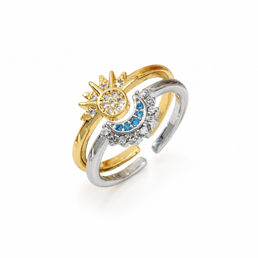 Celestial Sun & Moon Duo Ring