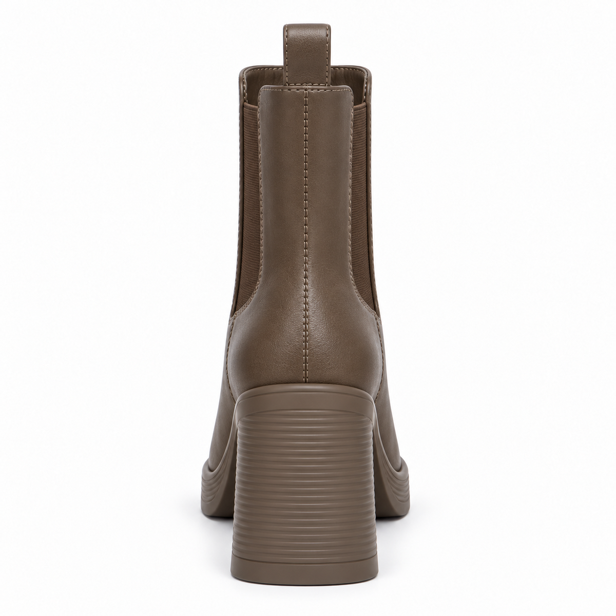 Taupe | Lambskin Square-Toe Chelsea Boots, boot, back view