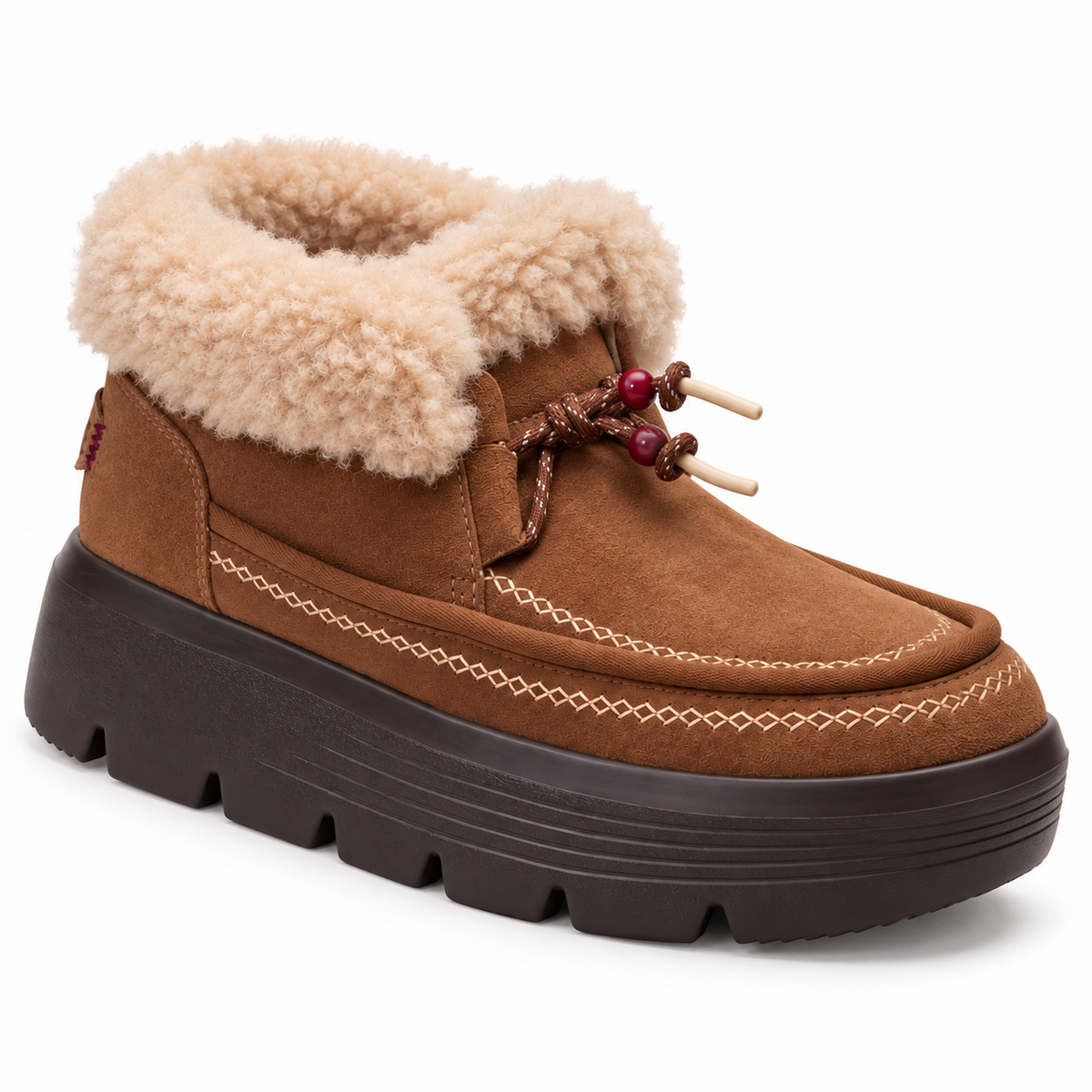 Women's Plush-Cuff Platform Ankle Boots