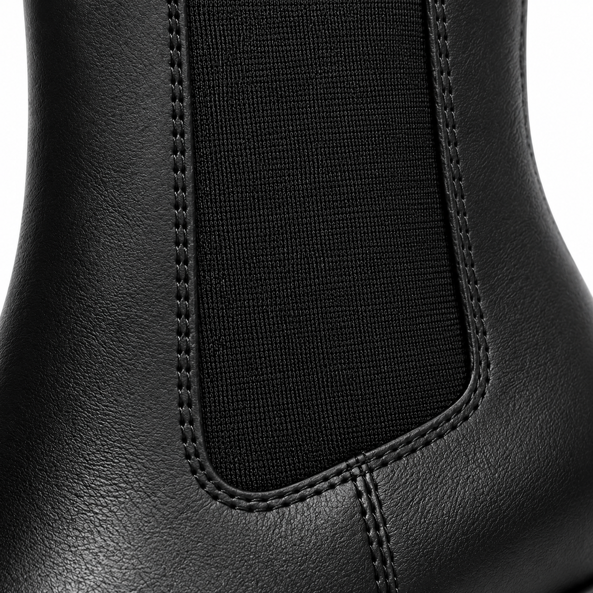 Black | Lambskin Square-Toe Chelsea Boots, elastic side panel close-up