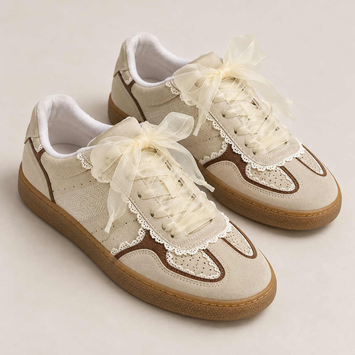 Women's Lace-Detail Ribbon Sneakers