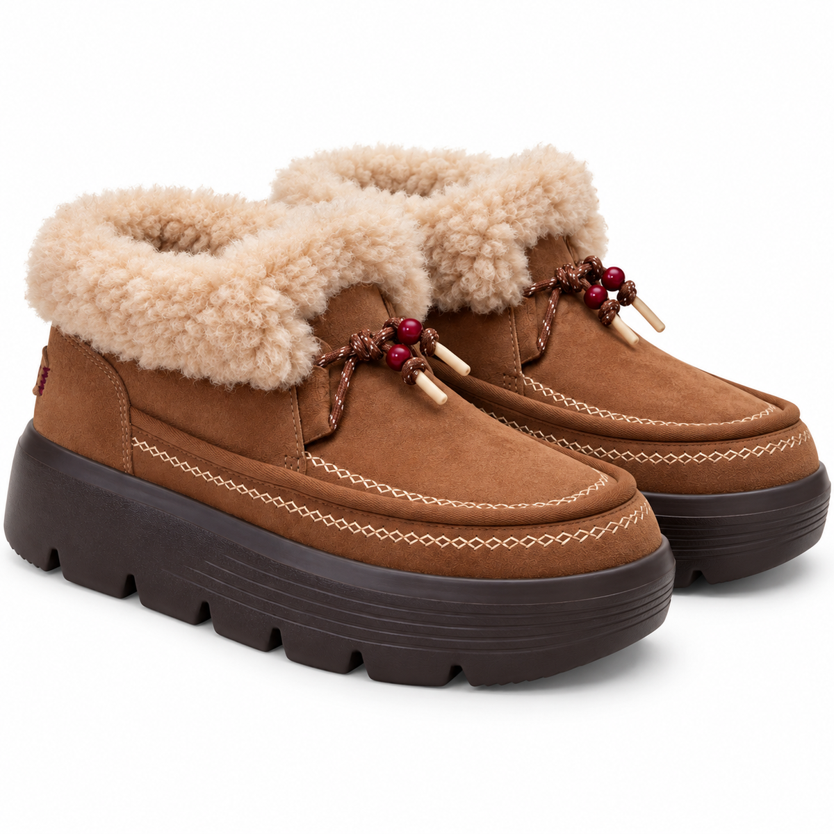 Women's Plush-Cuff Platform Ankle Boots