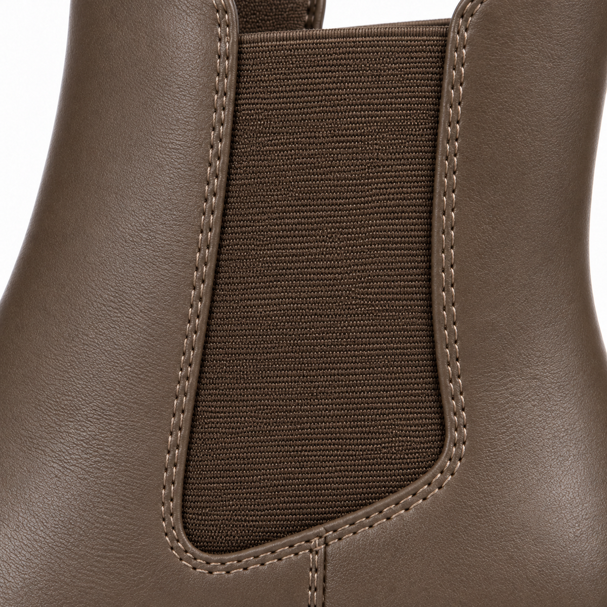Taupe | Lambskin Square-Toe Chelsea Boots, elastic side panel close-up