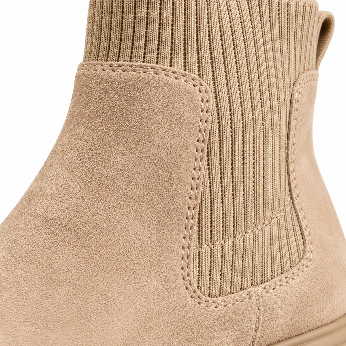 Women's Ribbed Knit Chunky Heel Chelsea Ankle Boots