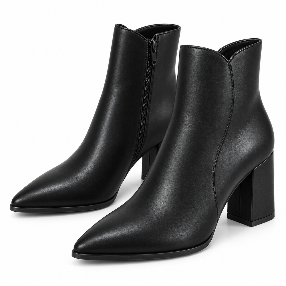 Women's Pointed-Toe Block Heel Ankle Boots